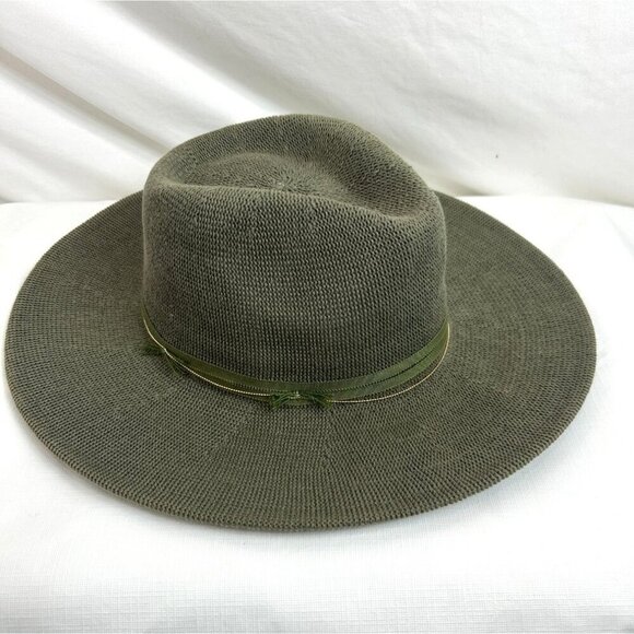 Wyeth Accessories - Wyeth Women's Green Fedora Hat Ribbon Fitted Wide Brim One Size